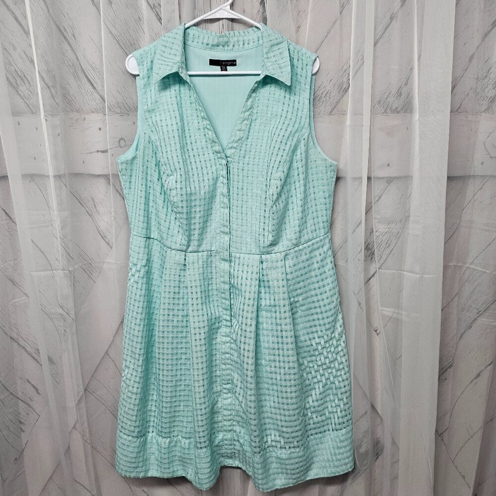 Sangria- retro Light Blue Waffle Weave Sleeveless Shirt Dress Size 16W